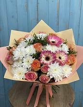 Букет цветов из:  Розы, Герберы и Хризантемы в Суземке