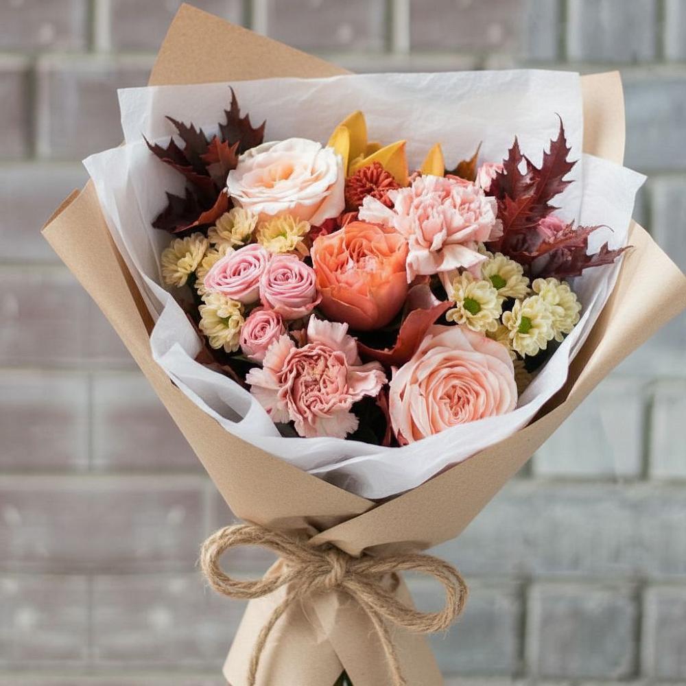 Букет цветов из: Гвоздики, Хризантемы и Розы в Суземке