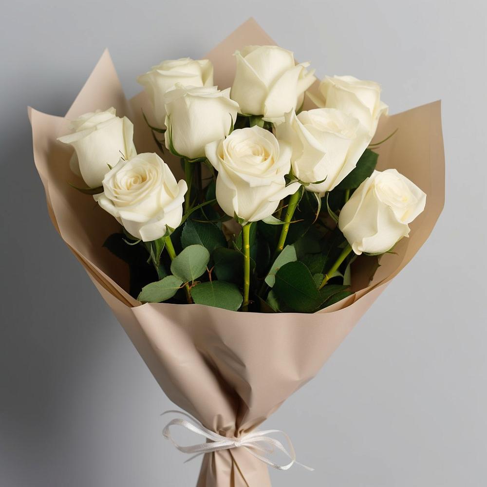 Букет 9 Белых роз Эдлесс Лав в Суземке