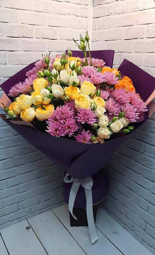 Букет цветов из: Хризантемы и Розы в Суземке