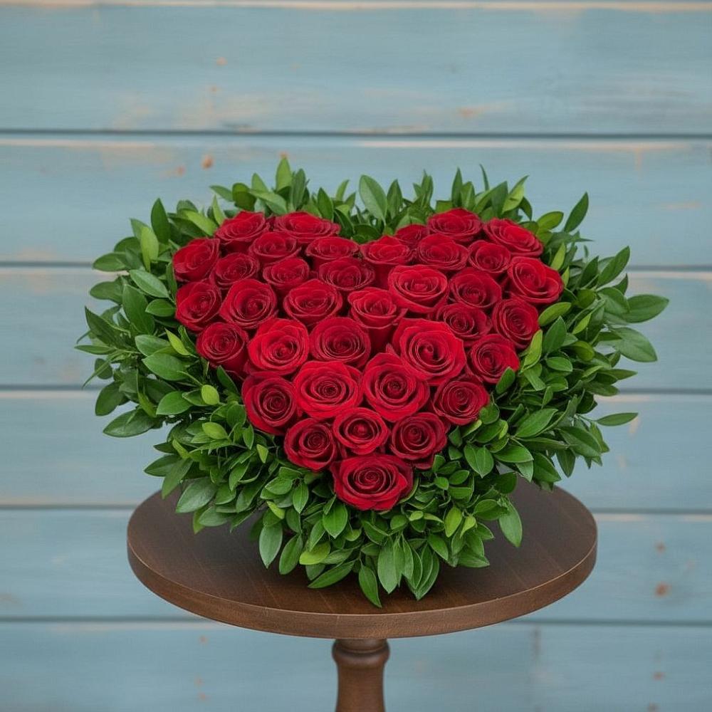 Цветочная композиция из Розы в виде сердца в Суземке