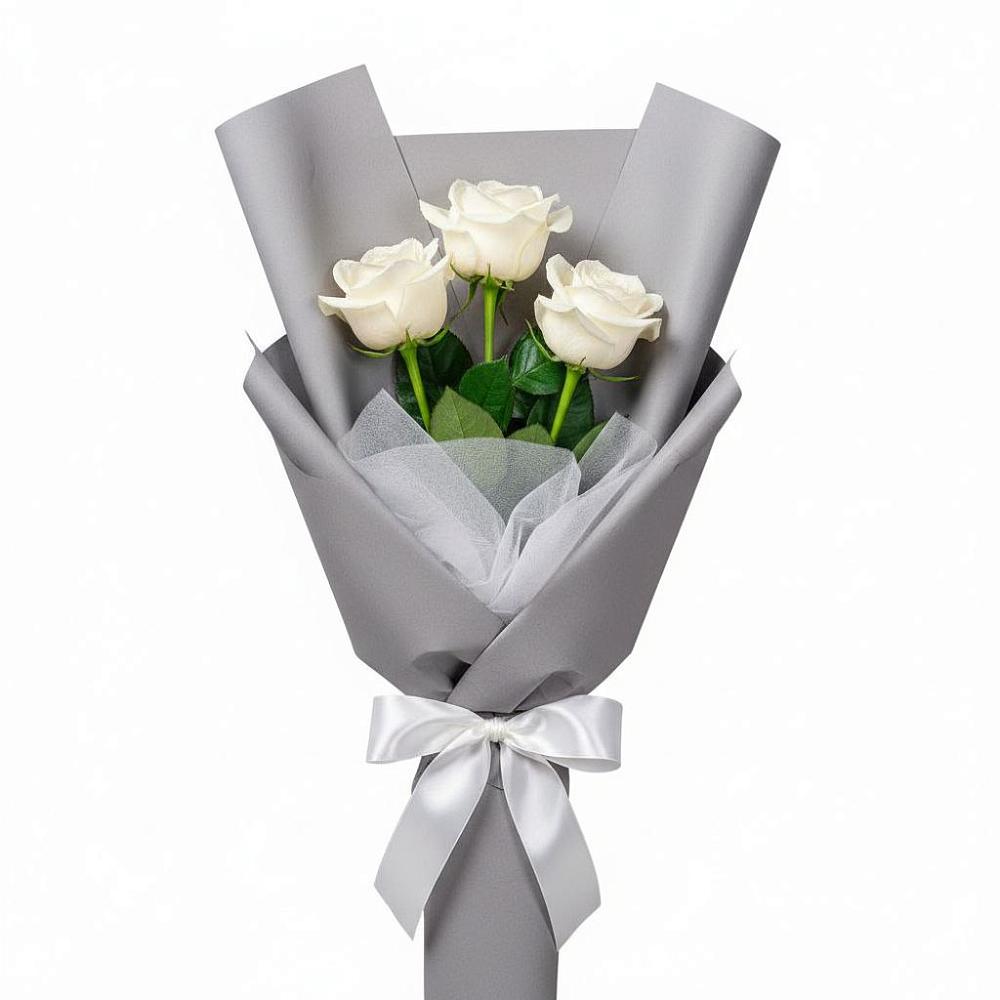 Букет 3 белые розы в Суземке