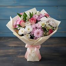 Букет цветов из:  Хризантемы, Альстромерии и Розы #REPLACE_PRED# Суземке