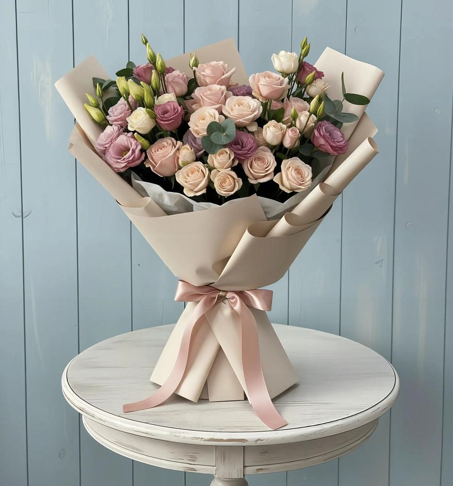 Букет цветов из: Розы и Лизиантусы в Суземке