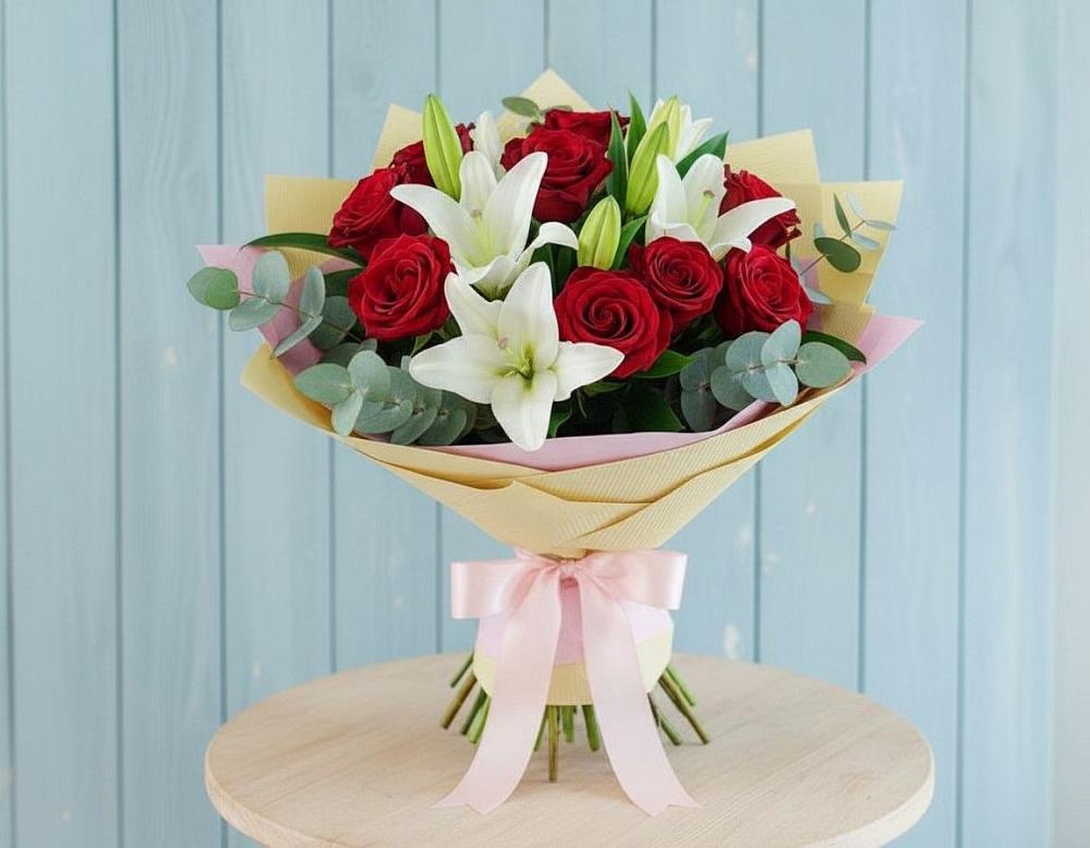 Букет цветов из: Лилии и Розы в Суземке